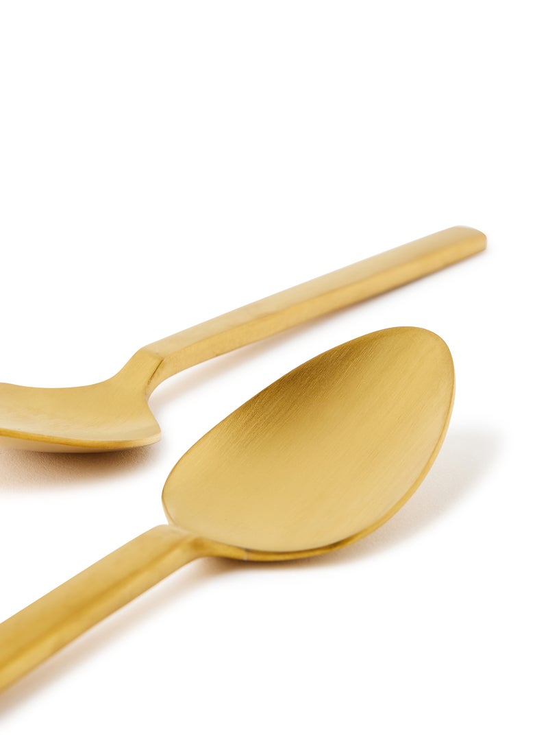 Noon East - 6 Piece Tablespoons Set - Made Of Stainless Steel - Silverware Flatware - Spoons - Spoon Set - Table Spoons - Serves 6 - Design Gold-Lyra Gold-Lyra 6 Pc Table Spoon - Image 1