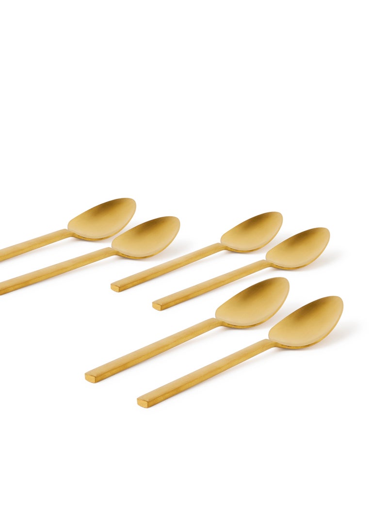 Noon East - 6 Piece Tablespoons Set - Made Of Stainless Steel - Silverware Flatware - Spoons - Spoon Set - Table Spoons - Serves 6 - Design Gold-Lyra Gold-Lyra 6 Pc Table Spoon - Image 1