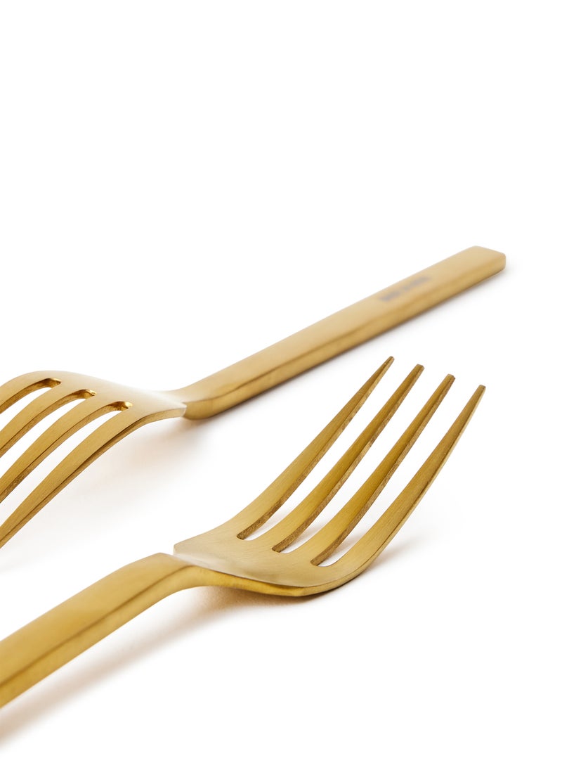 Noon East - 6 Piece Forks Set - Made Of Stainless Steel - Silverware Flatware - Fork Set - Serves 6 - Design Gold-Lyra Gold-Lyra 6 Pc Fork - Image 1