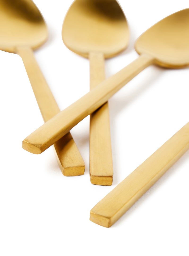 Noon East - 6 Piece Tablespoons Set - Made Of Stainless Steel - Silverware Flatware - Spoons - Spoon Set - Table Spoons - Serves 6 - Design Gold-Lyra Gold-Lyra 6 Pc Table Spoon - Image 1
