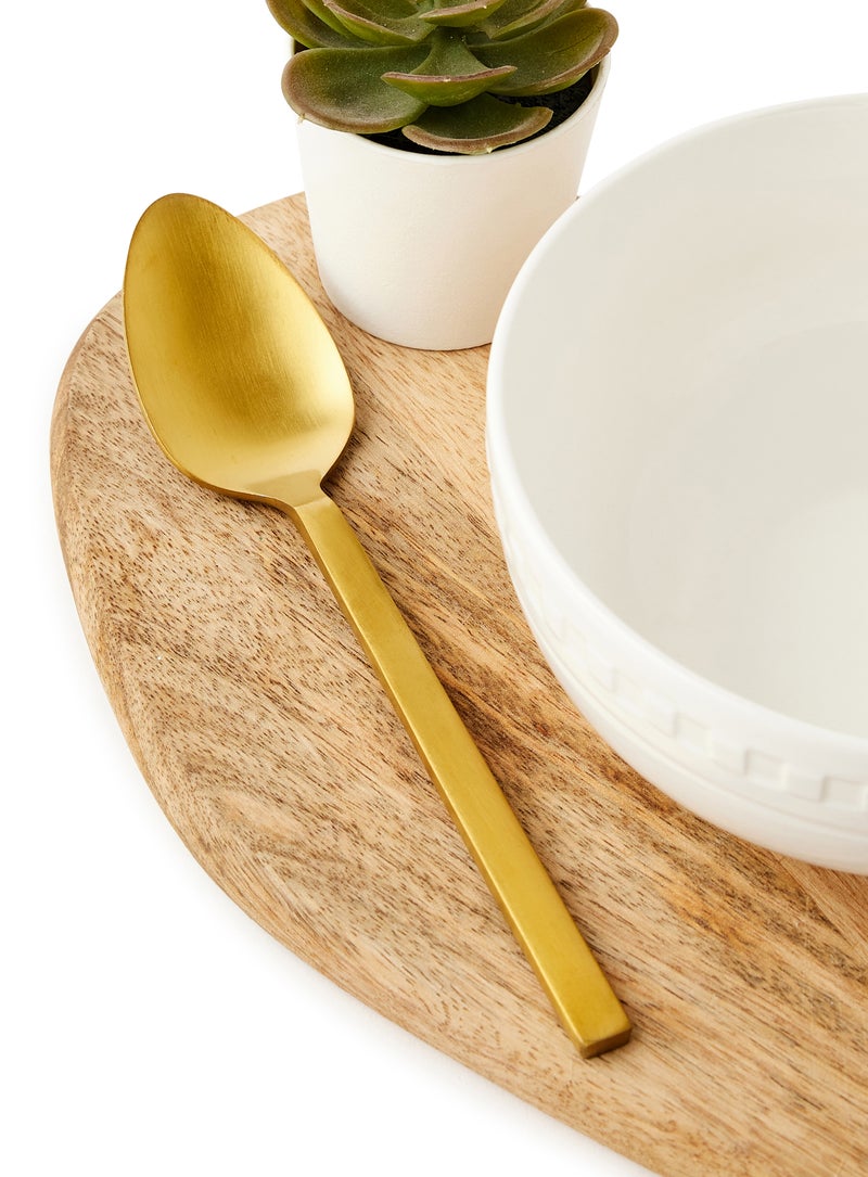 Noon East - 6 Piece Tablespoons Set - Made Of Stainless Steel - Silverware Flatware - Spoons - Spoon Set - Table Spoons - Serves 6 - Design Gold-Lyra Gold-Lyra 6 Pc Table Spoon - Image 1