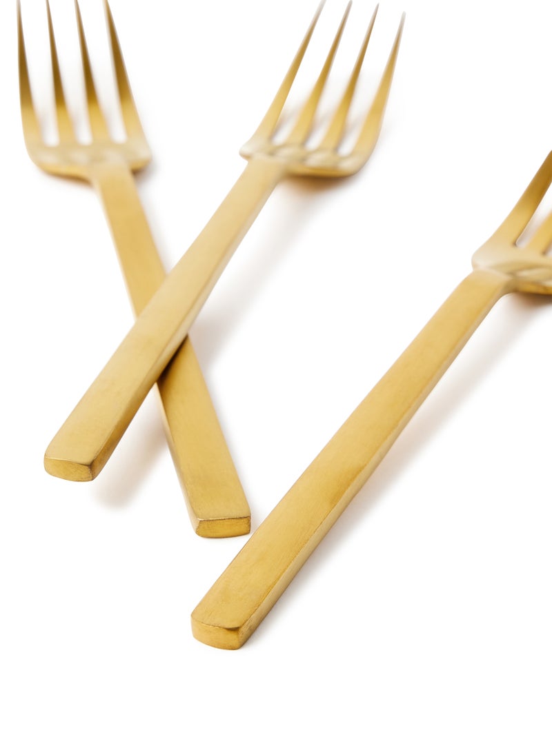 Noon East - 6 Piece Forks Set - Made Of Stainless Steel - Silverware Flatware - Fork Set - Serves 6 - Design Gold-Lyra Gold-Lyra 6 Pc Fork - Image 1