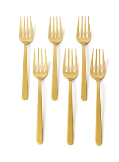 6 Piece Forks Set - Made Of Stainless Steel - Silverware Flatware - Fork Set - Serves 6 - Design Gold Sail Gold Sail 6 Pc Fork