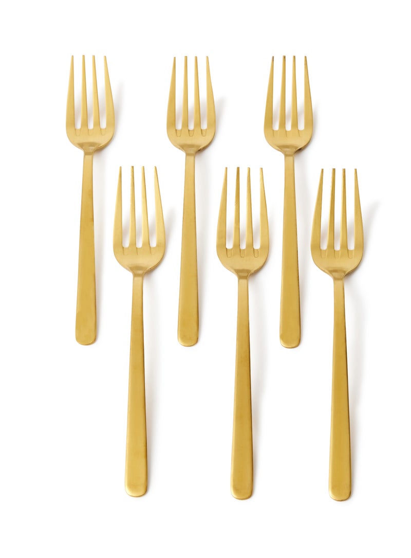 Noon East - 6 Piece Forks Set - Made Of Stainless Steel - Silverware Flatware - Fork Set - Serves 6 - Design Gold Sail Gold Sail 6 Pc Fork - Image 1