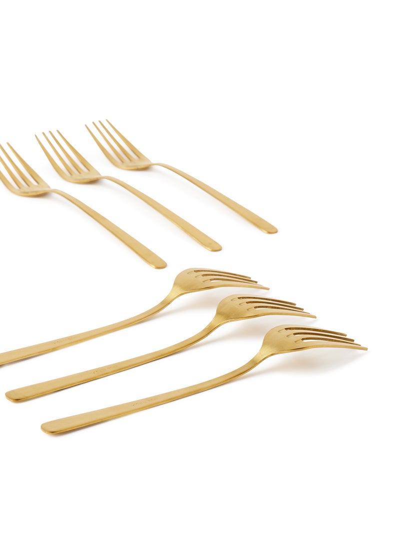 Noon East - 6 Piece Forks Set - Made Of Stainless Steel - Silverware Flatware - Fork Set - Serves 6 - Design Gold Sail Gold Sail 6 Pc Fork - Image 1