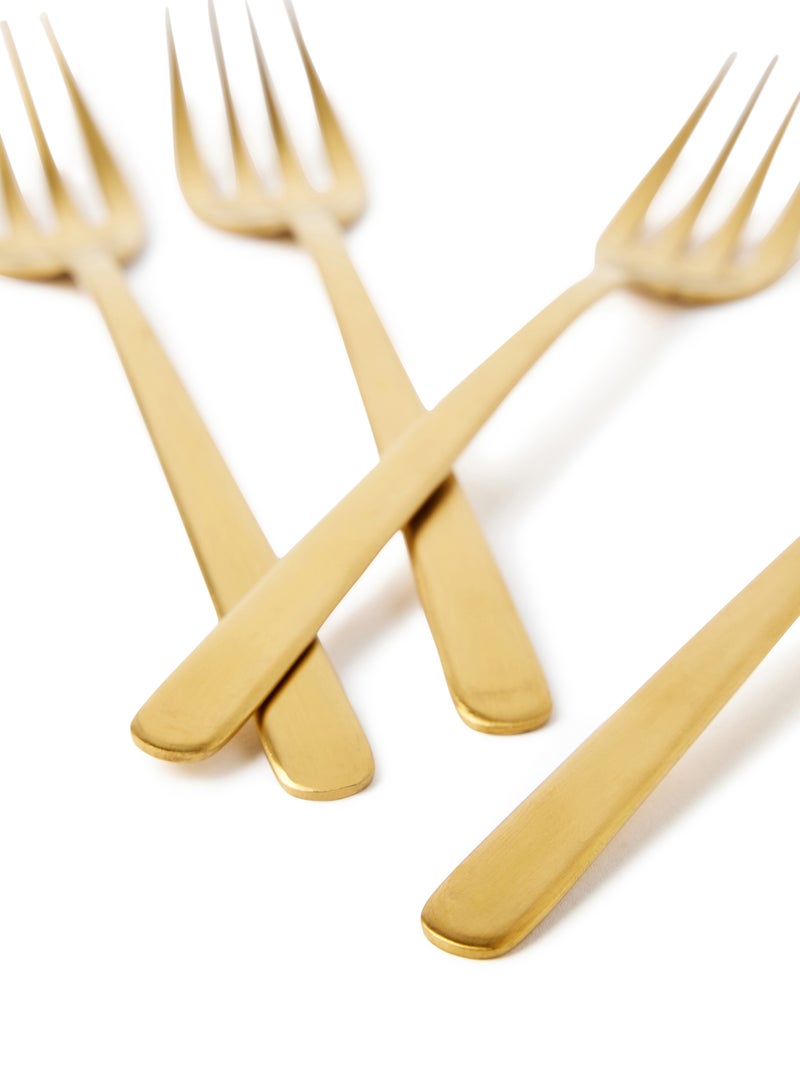 Noon East - 6 Piece Forks Set - Made Of Stainless Steel - Silverware Flatware - Fork Set - Serves 6 - Design Gold Sail Gold Sail 6 Pc Fork - Image 1