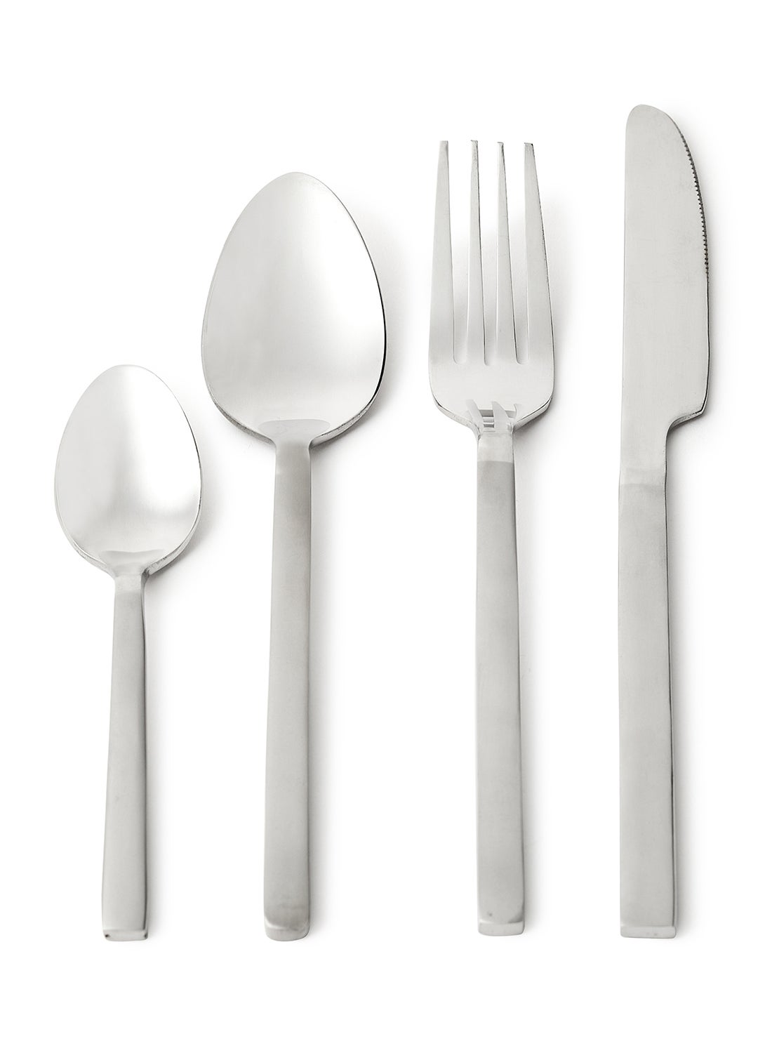 16 Piece Cutlery Set - Made Of Stainless Steel - Silverware Flatware - Spoons And Forks Set, Spoon Set - Table Spoons, Tea Spoons, Forks, Knives - Serves 4 - Design Silver Antila 