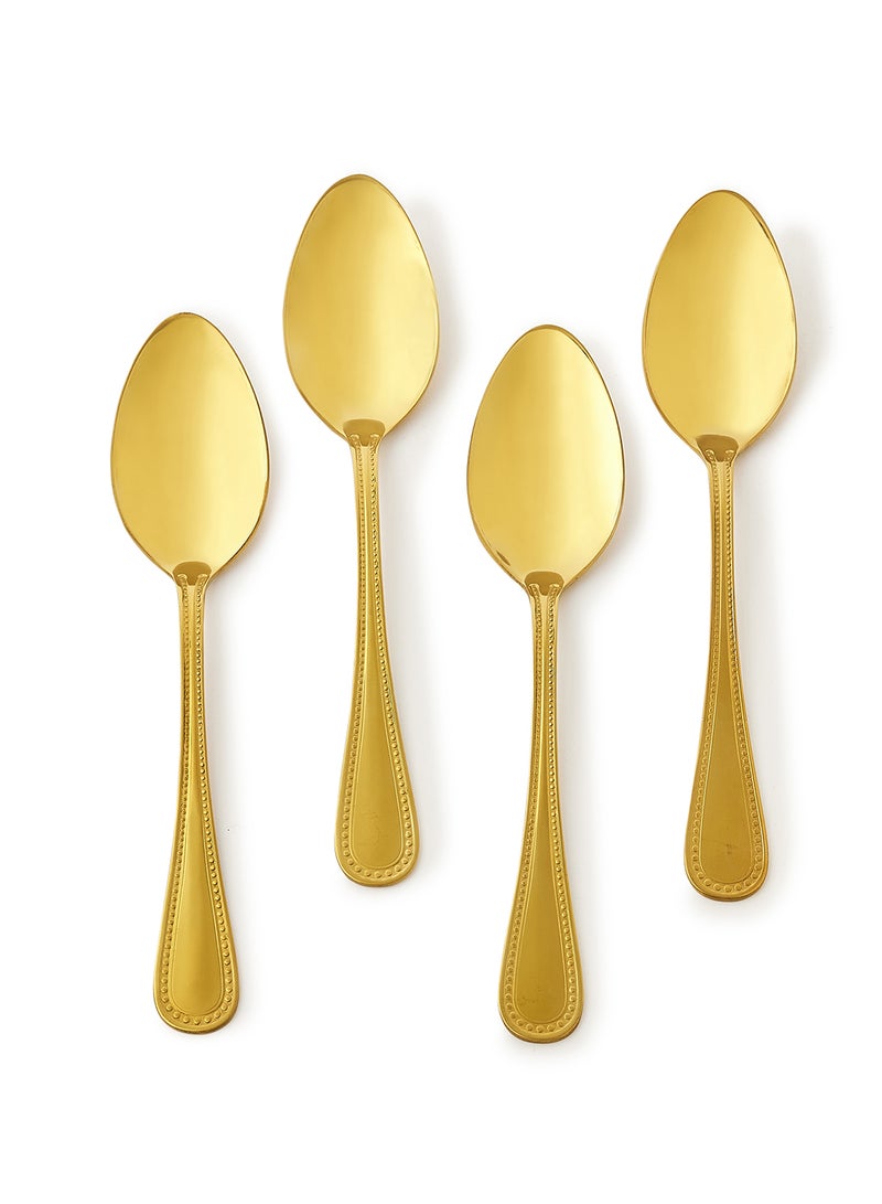 Amal - 4 Piece Tablespoons Set - Made Of Stainless Steel - Silverware Flatware - Spoons - Spoon Set - Table Spoons - Serves 4 - Design Gold Mallow Gold Mallow 4 Pc Table Spoon - Image 1