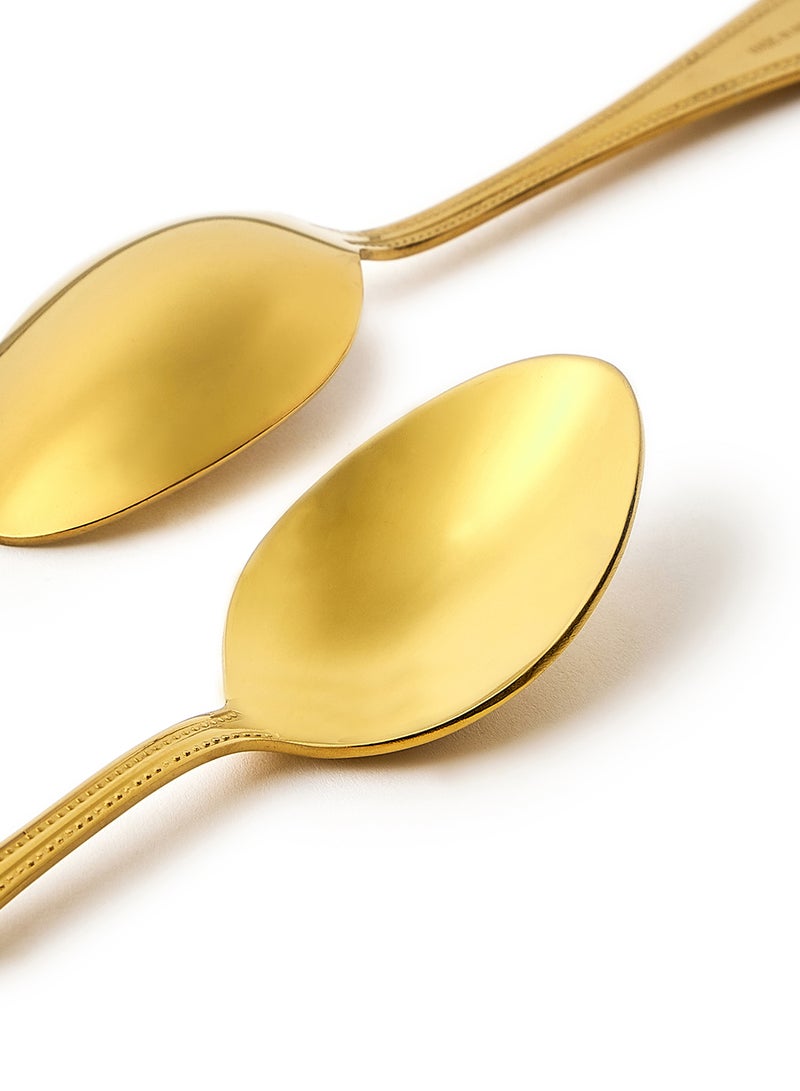 Amal - 4 Piece Tablespoons Set - Made Of Stainless Steel - Silverware Flatware - Spoons - Spoon Set - Table Spoons - Serves 4 - Design Gold Mallow Gold Mallow 4 Pc Table Spoon - Image 1
