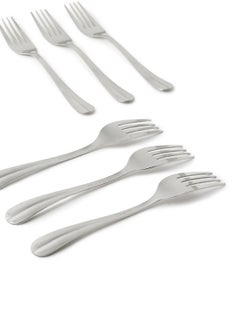 6 Piece Forks Set - Made Of Stainless Steel - Silverware Flatware - Fork Set - Serves 6 - Design Silver Flowrish Silver Flowrish 6 Pc Forks
