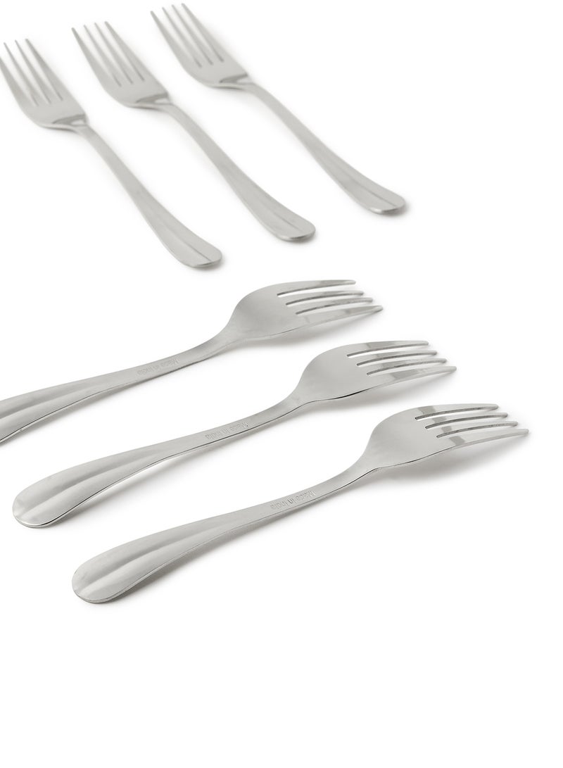 Noon East - 6 Piece Forks Set - Made Of Stainless Steel - Silverware Flatware - Fork Set - Serves 6 - Design Silver Flowrish Silver Flowrish 6 Pc Forks - Image 1