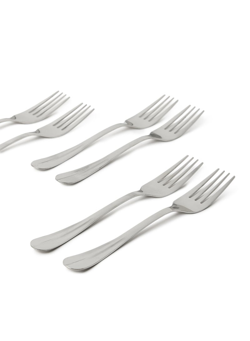 Noon East - 6 Piece Forks Set - Made Of Stainless Steel - Silverware Flatware - Fork Set - Serves 6 - Design Silver Flowrish Silver Flowrish 6 Pc Forks - Image 1