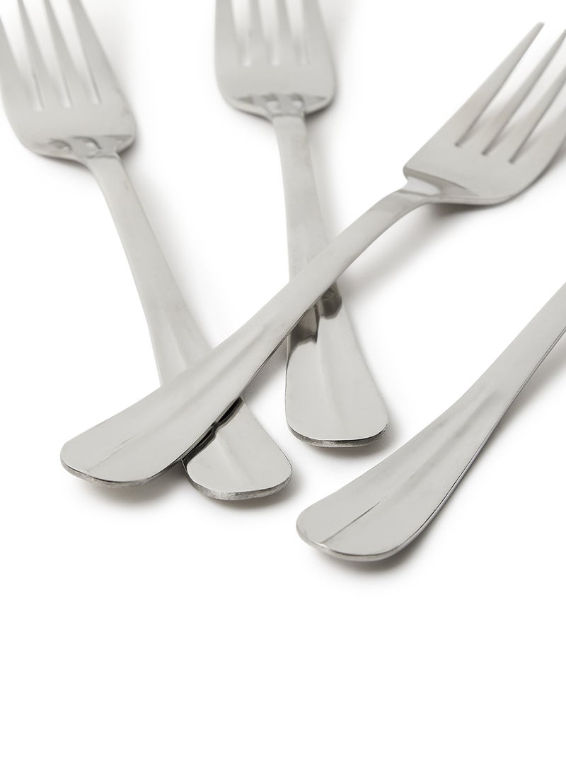 Noon East - 6 Piece Forks Set - Made Of Stainless Steel - Silverware Flatware - Fork Set - Serves 6 - Design Silver Flowrish Silver Flowrish 6 Pc Forks - Image 1