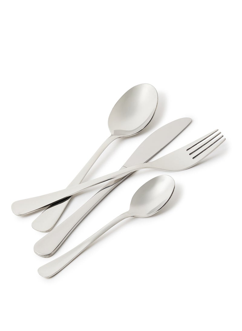 Noon East - 16 Pc Set 16 Piece Cutlery Set - Made Of Stainless Steel - Silverware Flatware - Spoons And Forks Set, Spoon Set - Table Spoons, Tea Spoons, Forks, Knives - Serves 4 - Design Silver Allegro Silver Allegro - Image 1