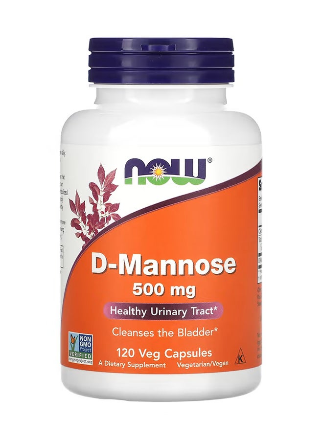 Now Foods - D-Mannose Dietary Supplement - 120 Veg Capsules 500 Mg - Image 1