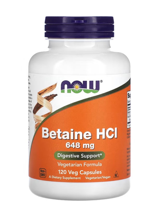 Now Foods - Betaine HCL Dietary Supplement 648mg - 120 Capsule - Image 1