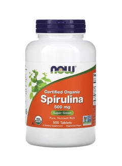 Certified Organic Spirulina 500mg Dietary Supplement - 500 Tablets