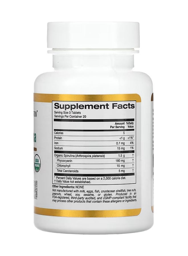 California Gold Nutrition - Organic Spirulina Dietary Supplement, 60 Tablets - Image 1