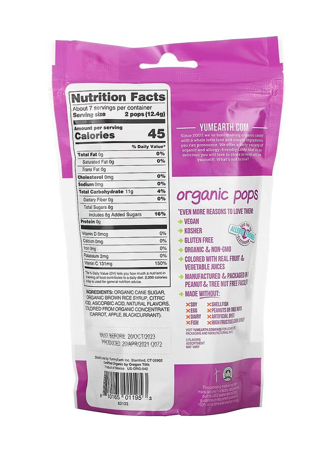 YumEarth Organic Vitamin C Pops - 14 Lollipops 3.1 Oz (87 G) - Image 2