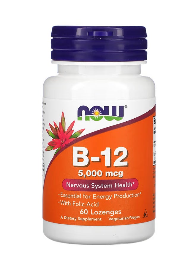 Now Foods B-12 5000 mcg Dietary Supplement - 60 Lozenges  - Image 1