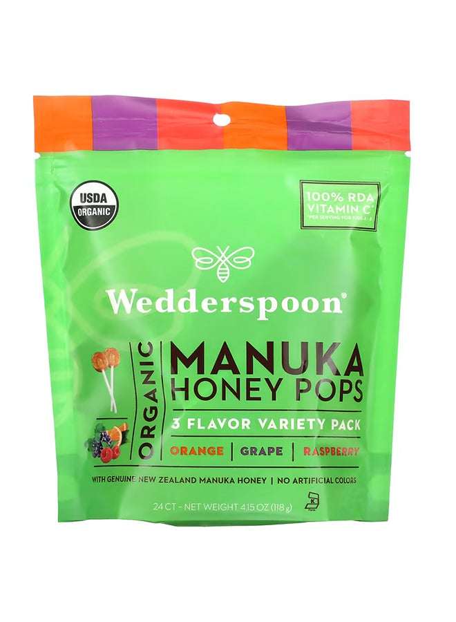 Wedderspoon Org Manuka Honey Pops Kids-Varietypak 24'S:02242, 4.15 Oz (118 G)  - Image 1