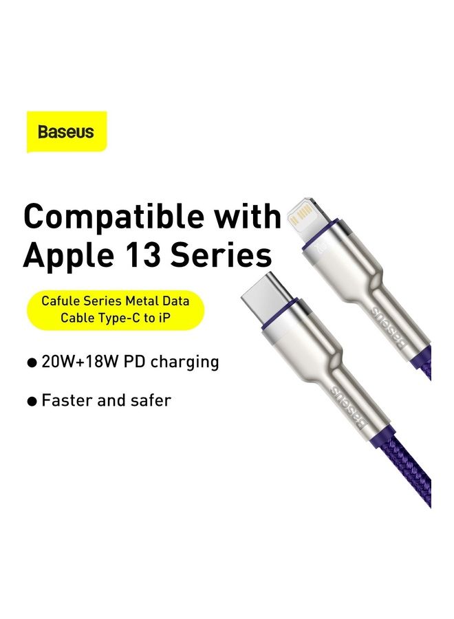 Baseus - USB C to Lightning Braided Nylon Fast Charging Data Transfer Cable 20W Power Delivery for iPhone 14/ 14 Pro Max/ 13 Pro/13 Pro Max/13/13 mini/ iPad 9/ 12 mini/12/12 Pro and All Lightning Series Silver/Purple - Image 1