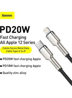 USB C to Lightning Braided Nylon Fast Charging Data Transfer Cable 20W Power Delivery for iPhone 14/ 14 Pro Max/ 13 Pro/13 Pro Max/13/13 mini/ iPad 9/ 12 mini/12/12 Pro and All Lightning Series Black/Silver - v1676984589/N53386382A_2