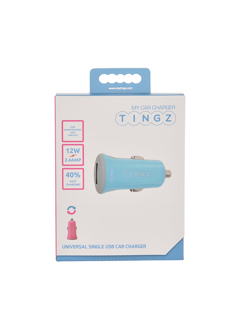 TINGZ My Car Charger 2.4A Universal Single USB Car Charger Blue/Pink  - Image 2