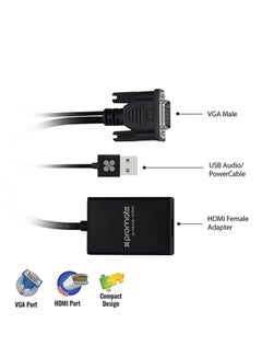 PROMATE Vga To Hdmi Adaptor Kit With Audio Support Black  - Image 2