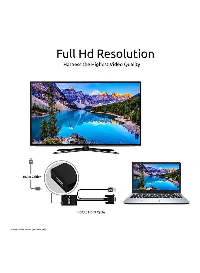 PROMATE - Vga To Hdmi Adaptor Kit With Audio Support Black - Image 1