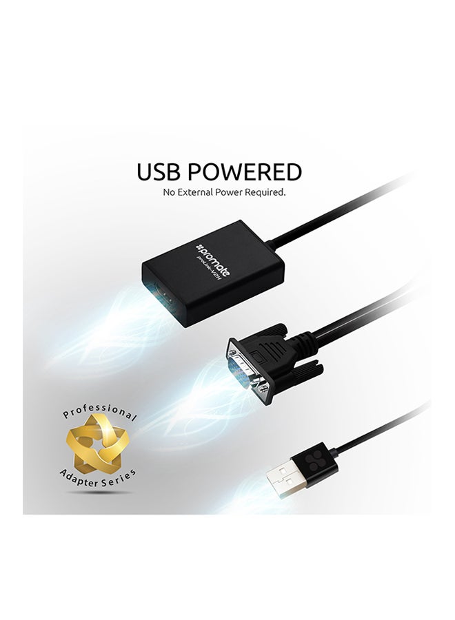 PROMATE - Vga To Hdmi Adaptor Kit With Audio Support Black - Image 1