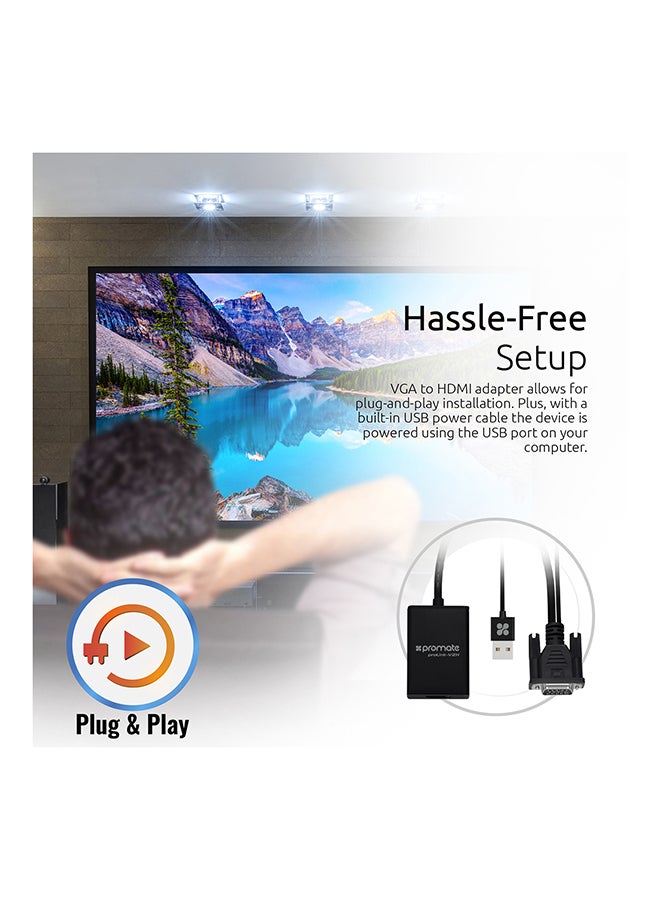 PROMATE - Vga To Hdmi Adaptor Kit With Audio Support Black - Image 1