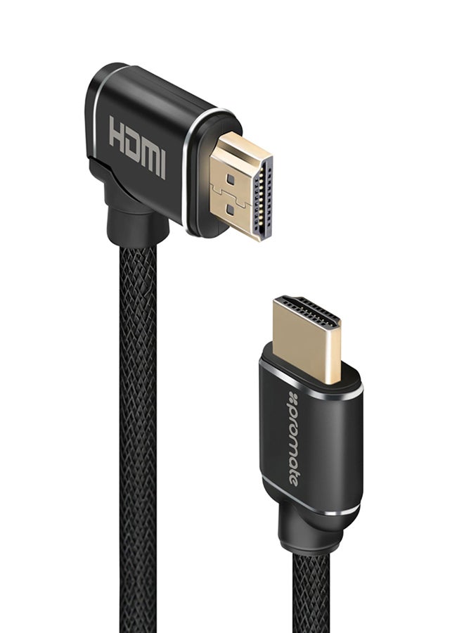 PROMATE Promate HDMI Cable, High-Speed 90 Degree Right-Angle 4K HDMI 1.5 Meter Cable with 3D Video Support and 24K Gold Plated Connectors, proLink4K1-150 Black  - Image 1