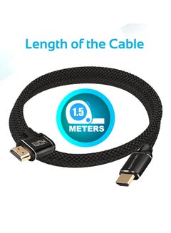 PROMATE Promate HDMI Cable, High-Speed 90 Degree Right-Angle 4K HDMI 1.5 Meter Cable with 3D Video Support and 24K Gold Plated Connectors, proLink4K1-150 Black  - Image 5