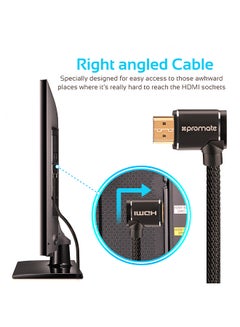 PROMATE Promate HDMI Cable, High-Speed 90 Degree Right-Angle 4K HDMI 1.5 Meter Cable with 3D Video Support and 24K Gold Plated Connectors, proLink4K1-150 Black  - Image 3