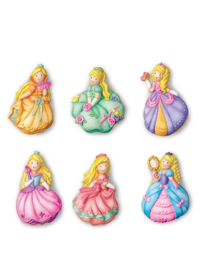 4M Glitter Princess Mould & Paint Set – DIY Plaster Princess Figures with Glitter & Glow-in-the-Dark Paint | Create 6 Sparkly Princess Magnets & Badges | Craft & STEM Fun Kits - Image 3