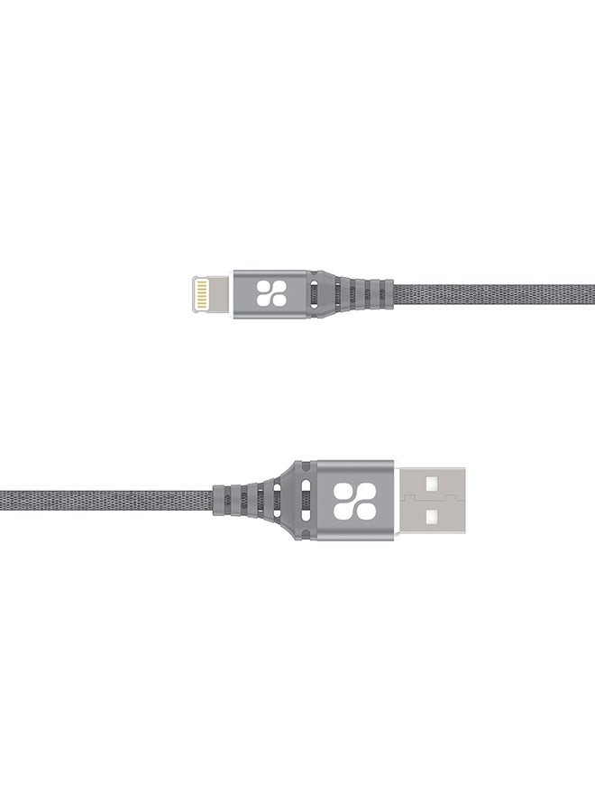 PROMATE - USB Cable, Apple MFi Certified Nylon Braided USB 1.2m Cord with 2.4A Fast Sync Charge Cable, Anti-Tangle Design and Short-Circuit Protection for Apple Lightning Connector Enabled Devices, NerveLink-I Grey - Image 1