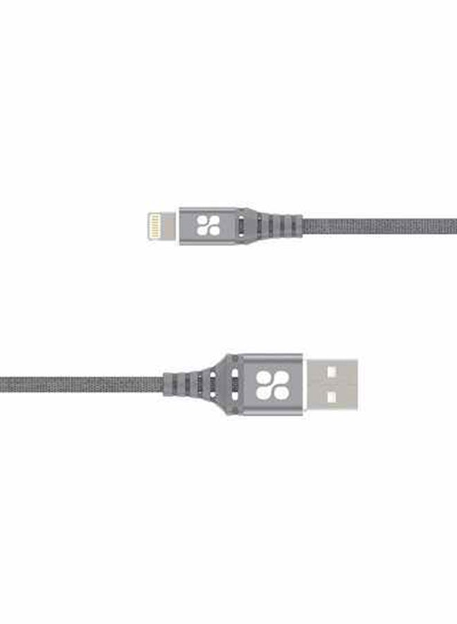 PROMATE - USB Cable, Apple MFi Certified Nylon Braided USB 1.2m Cord with 2.4A Fast Sync Charge Cable, Anti-Tangle Design and Short-Circuit Protection for Apple Lightning Connector Enabled Devices, NerveLink-I Grey - Image 1