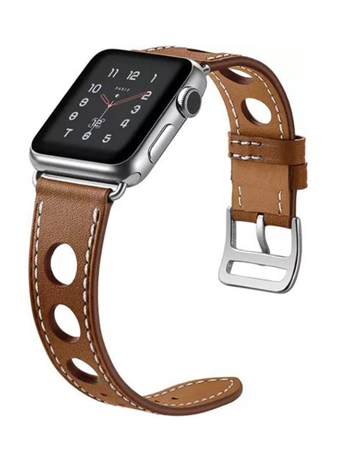 Smartwatch Band 42mm Hole Hollow Style Leather For Iwatch Series 1 2 3 Brown - Image 4
