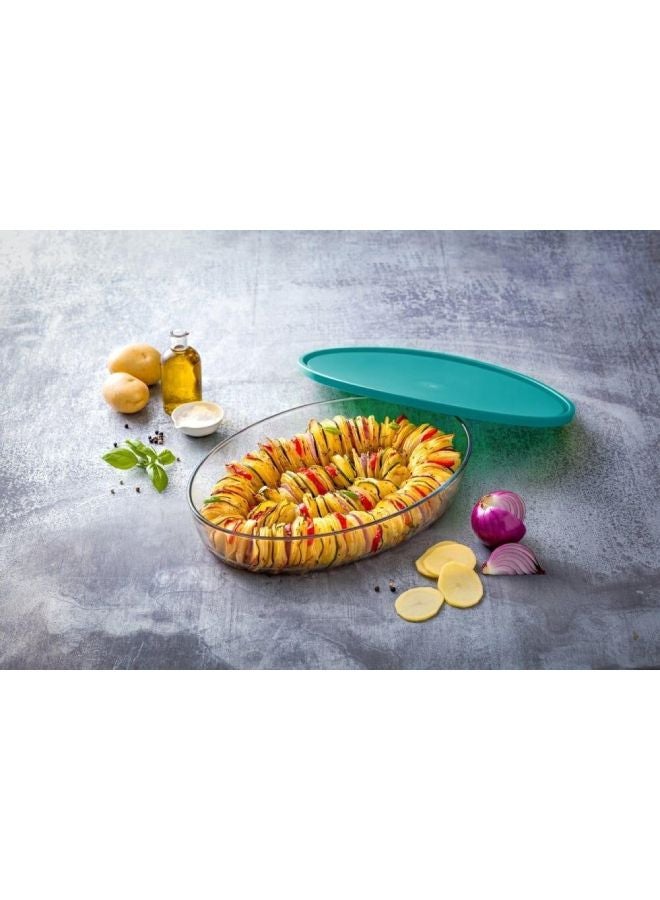 PYREX Cook & Store Oval Dish with lid Light blue 3Liters - Image 4