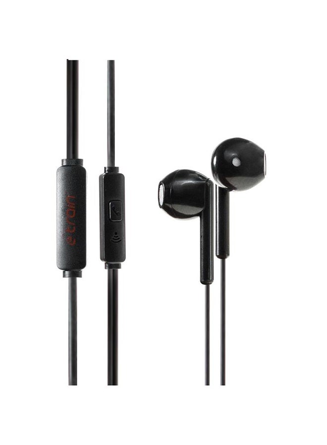 E-Train Stereo Wired In-Ear Earphones With Mic Black  - Image 1