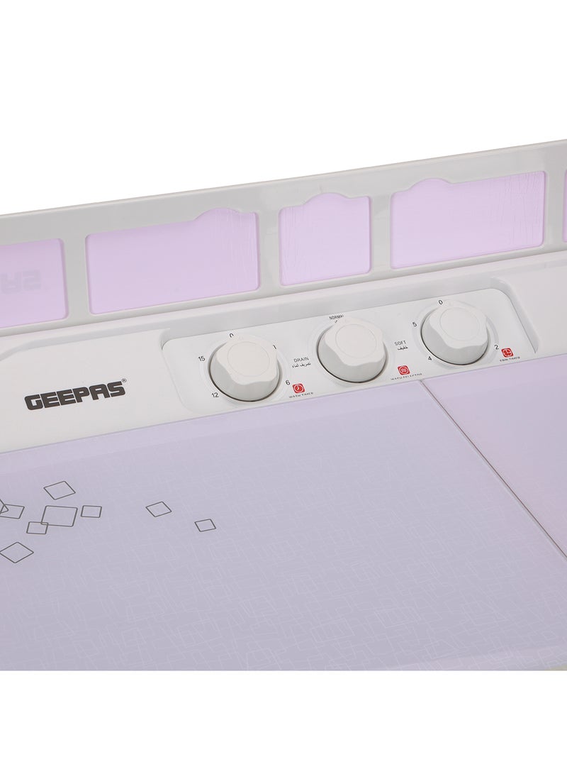 GEEPAS - Twin Tub Semi-Automatic Washing Machine- GSWM6466| Hidden Control Panel and Semi-Automatic Top Load Washing Machine| Spin Capacity: 7.0 KG| White 400 W GSWM6466 White - Image 1