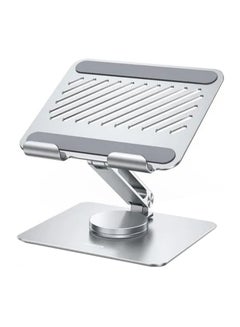 iPad Stand Tablet Holder 360° Adjustable with Rotating Base, Foldable iPad holder for Desk, Compatible with iPad Pro/ Air/ Mini and Galaxy Tab S8,MatePad Pro,Xiaomi Pad,Yoga Tab Silver Silver