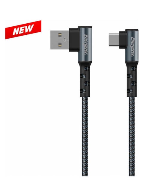 كابل USB-A إلى Type-C بزاوية يمين 90 درجة، مجدول معدني، تصميم ألعاب، مقاومة عالية للالتواء، 2 متر