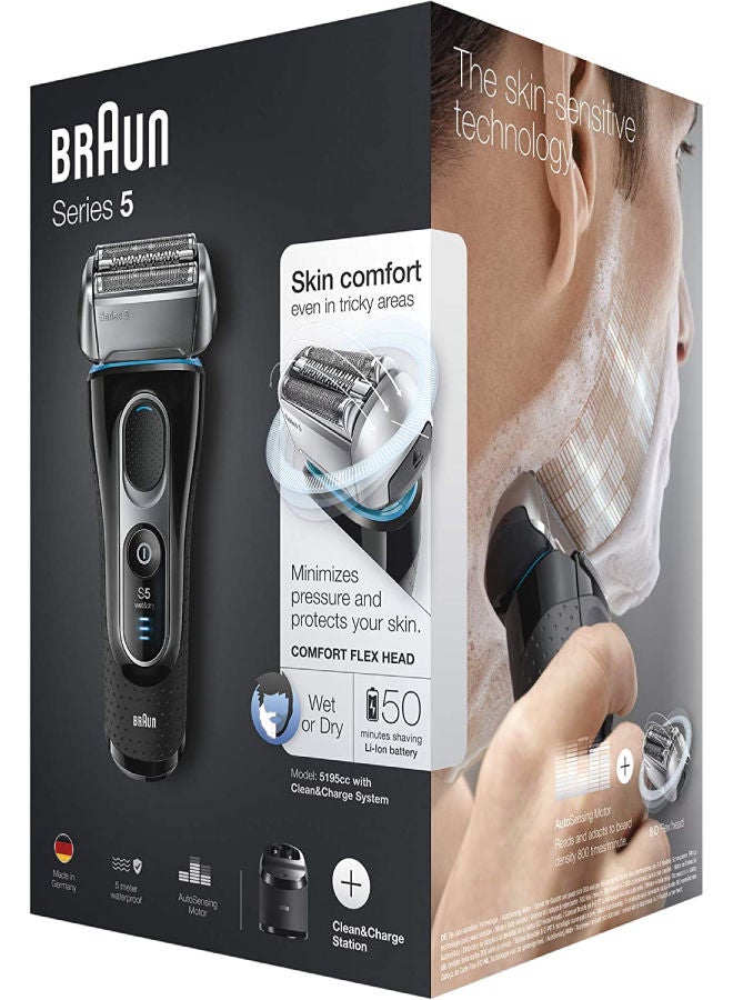 براون ماكينة حلاقة  5195cc من السلسلة 5 مع شنطة للسفر أسود - Image 5