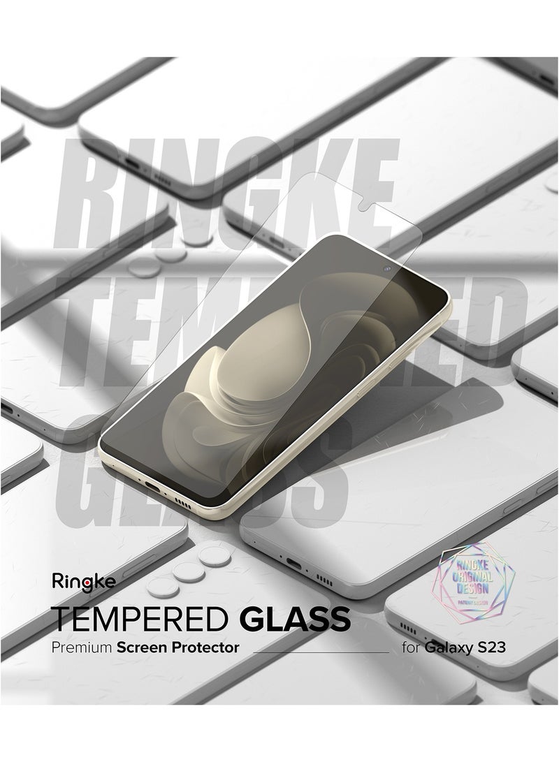 Ringke - Ringke Glass [Shatterproof Coverage] Compatible with Samsung Galaxy S23 Screen Protector 5G, Multi Layer Protective Premium Quality Tempered Glass with Easy Application Kit - 2 Pack Clear - Image 1