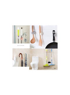 Generic 3 Pcs Non Punch Adhesive Wall Mounted Mop Holder Storage Broom Hanger Clip Seamless Mop Hook Bathroom Home Kitchen Organizer Multicolour  - Image 2