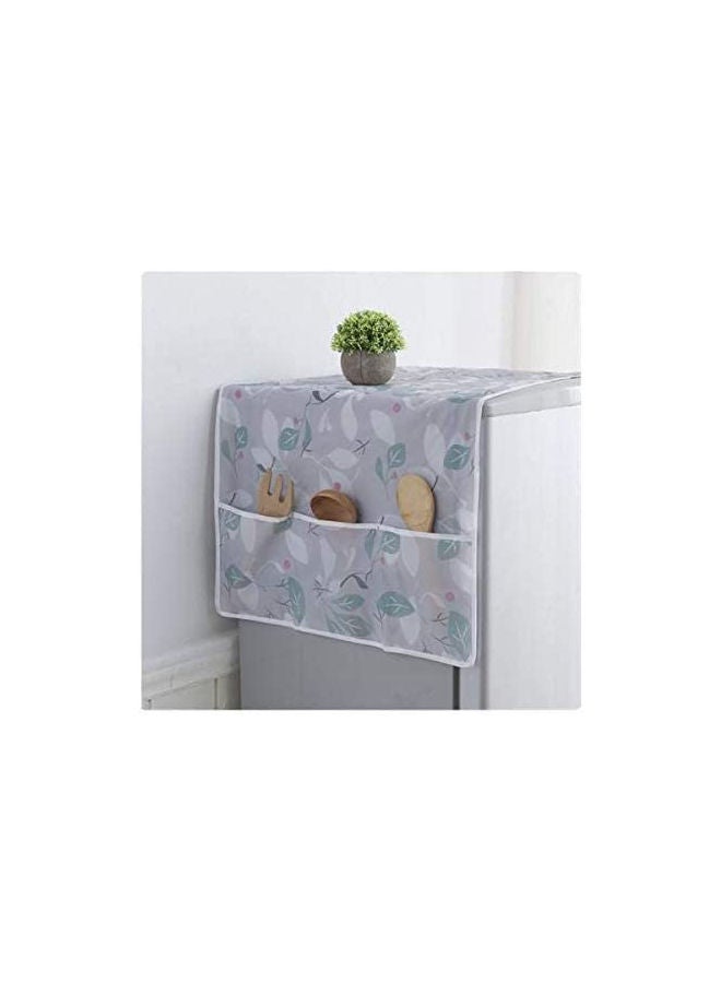 Waterproof Refrigerator Dust Cover With Pockets Grey 130x55cm - Image 3