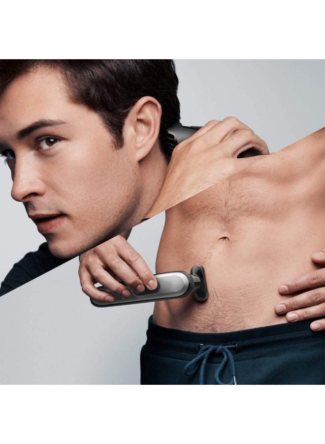 براون ماكينة تشذيب اللحية 10 في 1 MGK7221 مع ماكينة تشذيب الشعر والأنف وشفرة جيليت - للوجه والشعر - للعناية بالجسم والحلاقة النظيفة - مجموعة هدايا بمقبس حمام 2 دبوس - Image 3