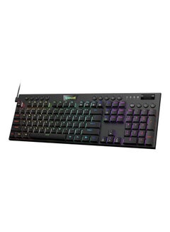 K619 Horus RGB Mechanical Keyboard, Ultra-Thin Designed Wired Gaming Keyboard w/Low Profile Keycaps, Dedicated Media Control & Linear Red Switch, Pro Software Supported